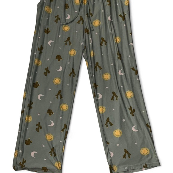 Sonoma Turquoise Pajama Pants with Sun and Cactus Print - Picture 3 of 6
